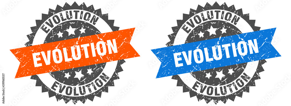 Obraz premium evolution band sign. evolution grunge stamp set