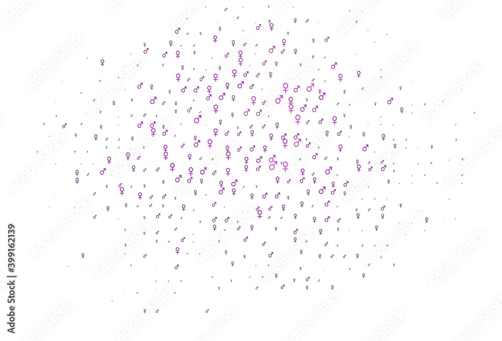 Light purple vector pattern with gender elements.