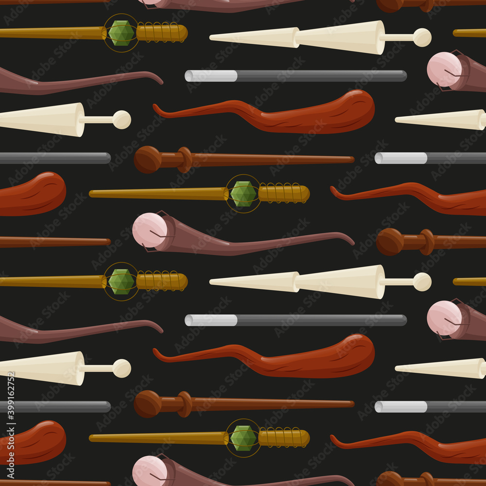 Seamless pattern with magic wands.
