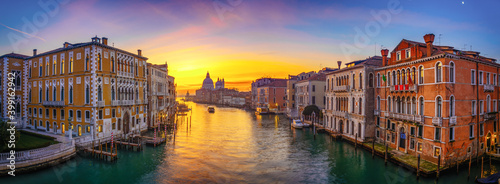 Landmarks of Venice. Grand Canal and Basilica Santa Maria della Salute - long exposure photograph  photo