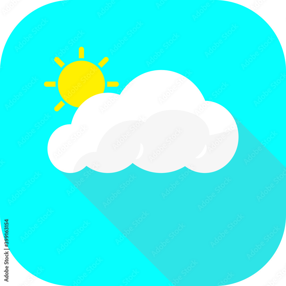 Cloud With Sun Weather Flat Icon Vector Illustration Cloud With Sun Weather Flat Icon Vector Illustration