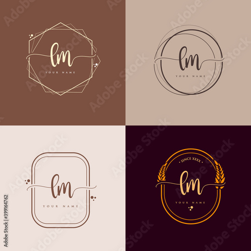 LM initial handwriting logo vector sets. Hand lettering Initials logo branding, Feminine and luxury logo design.