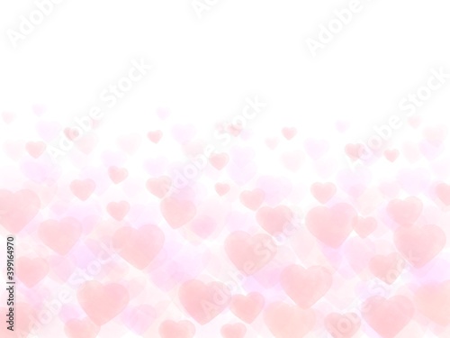 淡いピンクのハートが浮かぶ背景イラスト © tota