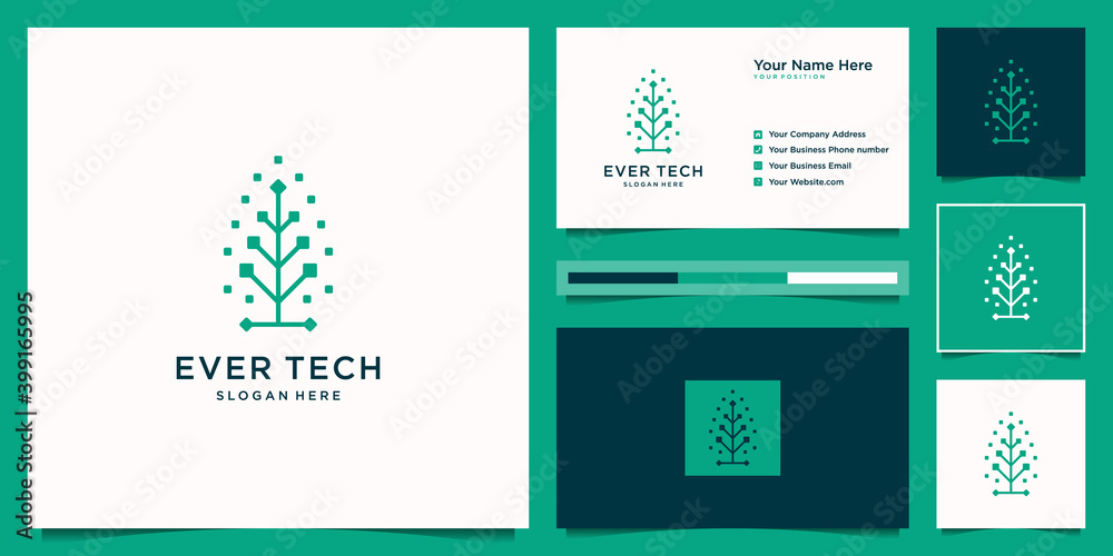 Creative Tree tech logo design idea. Creative symbol for tech, cloud, data, internet with business card design. Creative Tree tech logo design idea. Creative symbol for tech, cloud, data, internet with business card design.