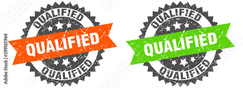 qualified band sign. qualified grunge stamp set