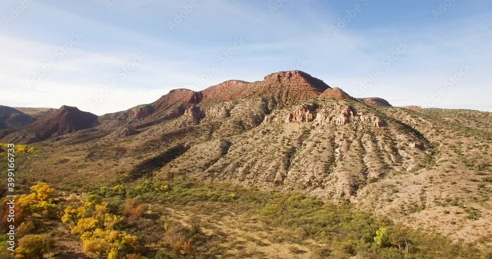 Aerial pullback from the Sycamore Canyon mountain perimeter to the riparian below.
