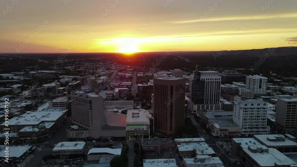 4K aerial panorama video of Boise Downtown skyline at sunset Idaho 4K aerial panorama video of Boise Downtown skyline at sunset Idaho