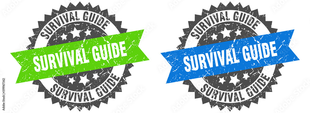 Obraz premium survival guide band sign. survival guide grunge stamp set