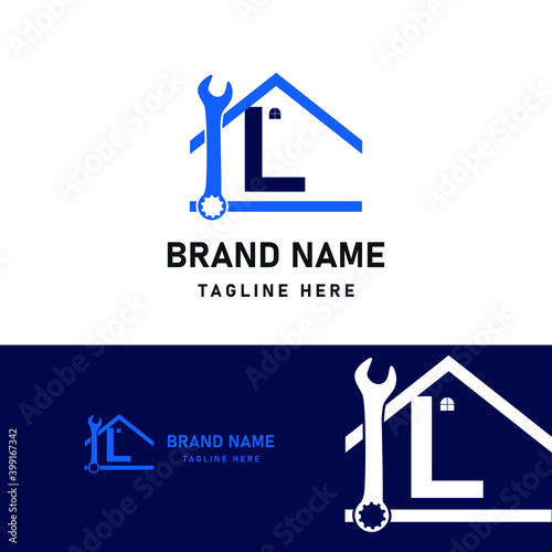 Letter L Home Repair service and Construction Concept Logo Design Template
