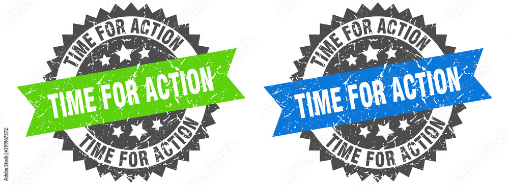Obraz premium time for action band sign. time for action grunge stamp set