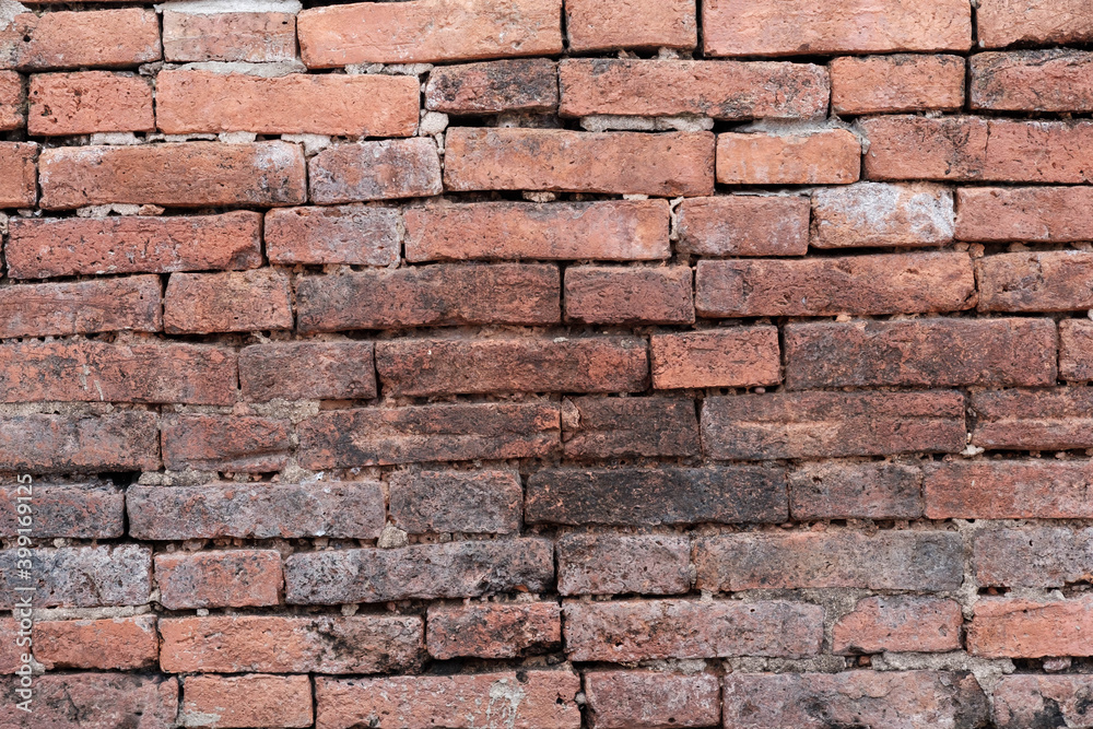 Old brick wall. Horizontal wide brick wall background. Vintage house facade. Old brick wall. Horizontal wide brick wall background. Vintage house facade.
