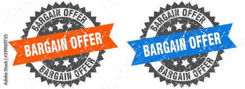 bargain offer band sign. bargain offer grunge stamp set