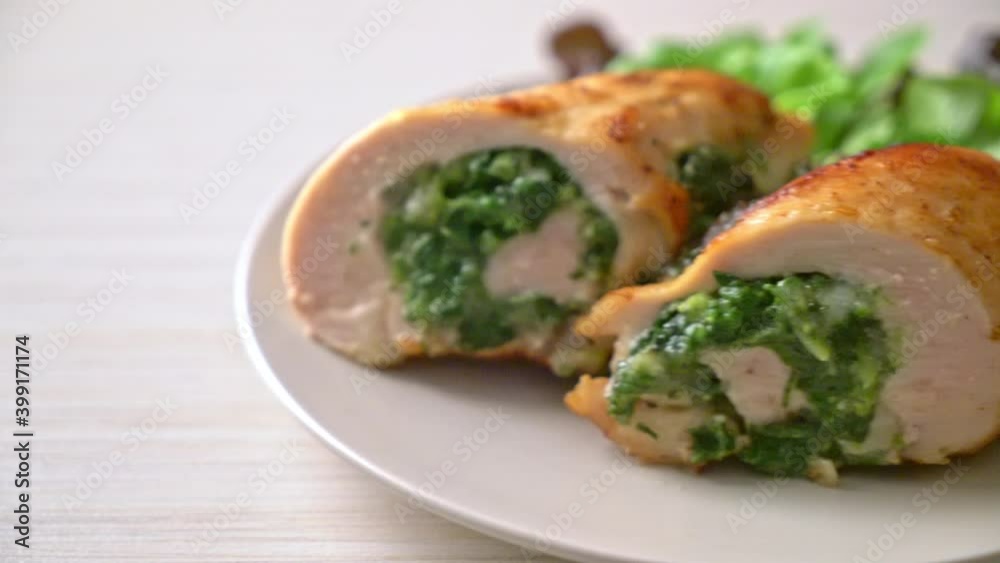 Baked chicken breast stuffed with cheese and spinach Baked chicken breast stuffed with cheese and spinach