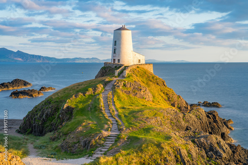 Lighthouse on Llanddwyn Island on the coast of Anglesey in North Wales,UK