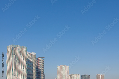 Modern high rise buildings against the blue sky
