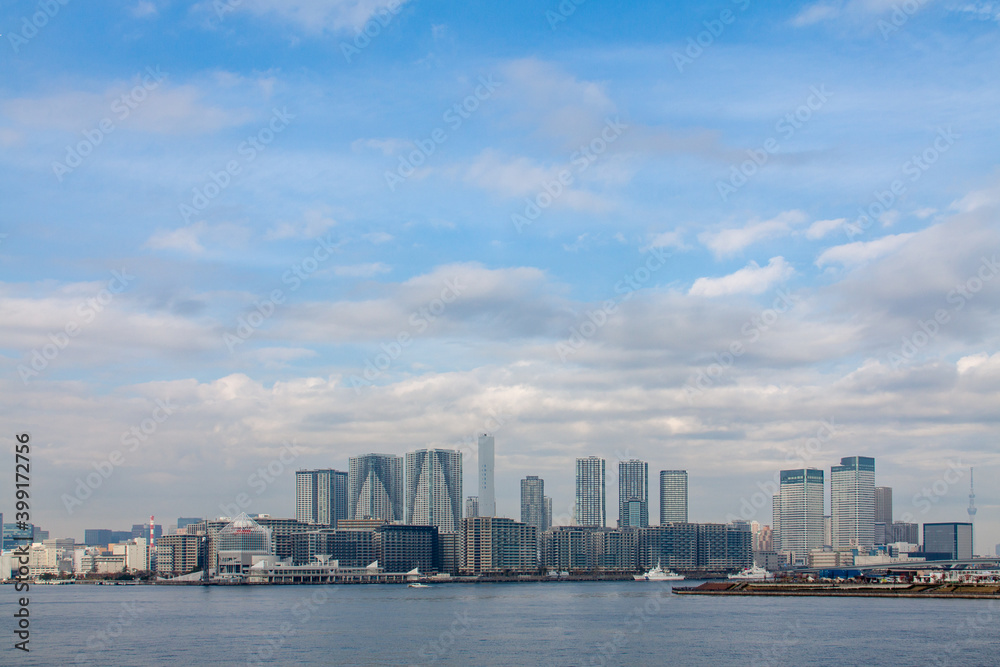 Panoramic view of Harumi area in Tokyo