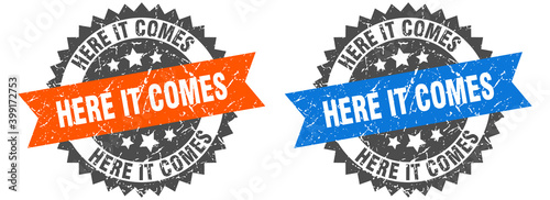 here it comes band sign. here it comes grunge stamp set