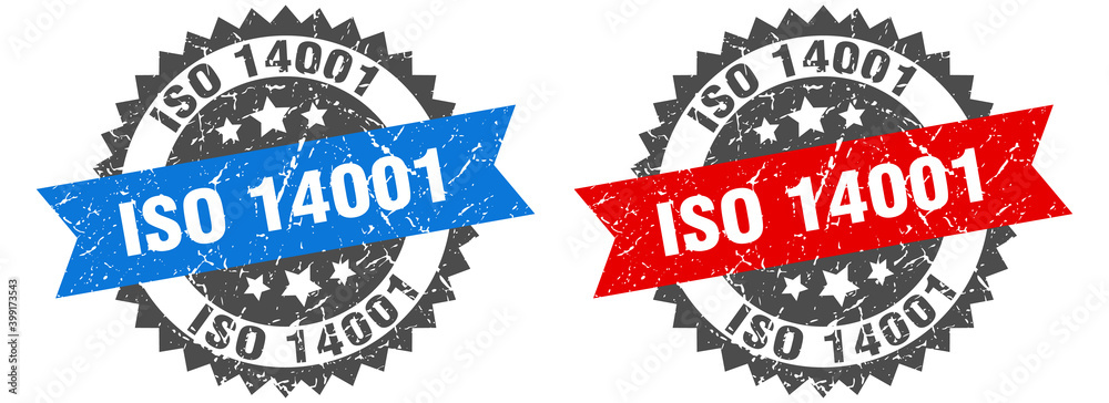 Fototapeta premium iso 14001 band sign. iso 14001 grunge stamp set