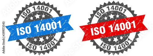 iso 14001 band sign. iso 14001 grunge stamp set