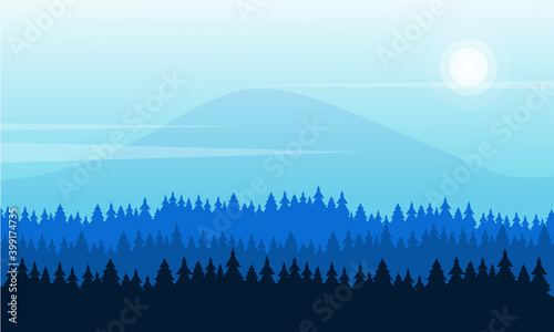 Beautiful nature scenery in the morning bright. City vector