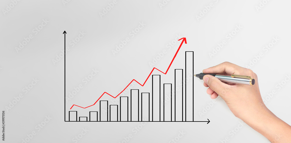 Hand drawing chart, graph stock of growth Hand drawing chart, graph stock of growth