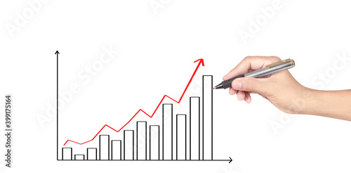 Hand drawing chart, graph stock of growth