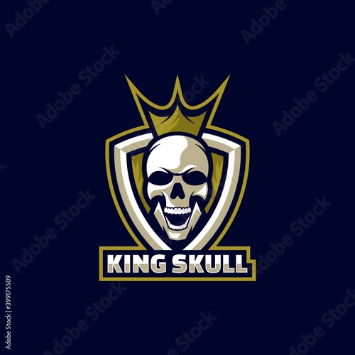 Vector Logo Illustration King Skull E Sport and Sport Style. © Artnivora