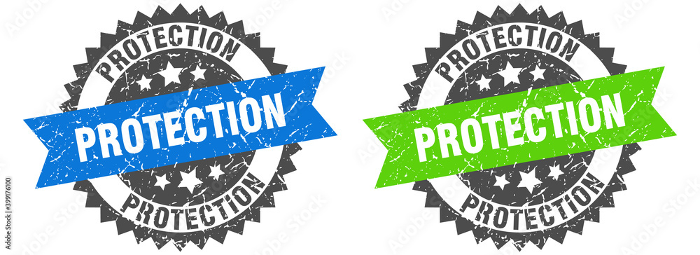 Obraz premium protection band sign. protection grunge stamp set
