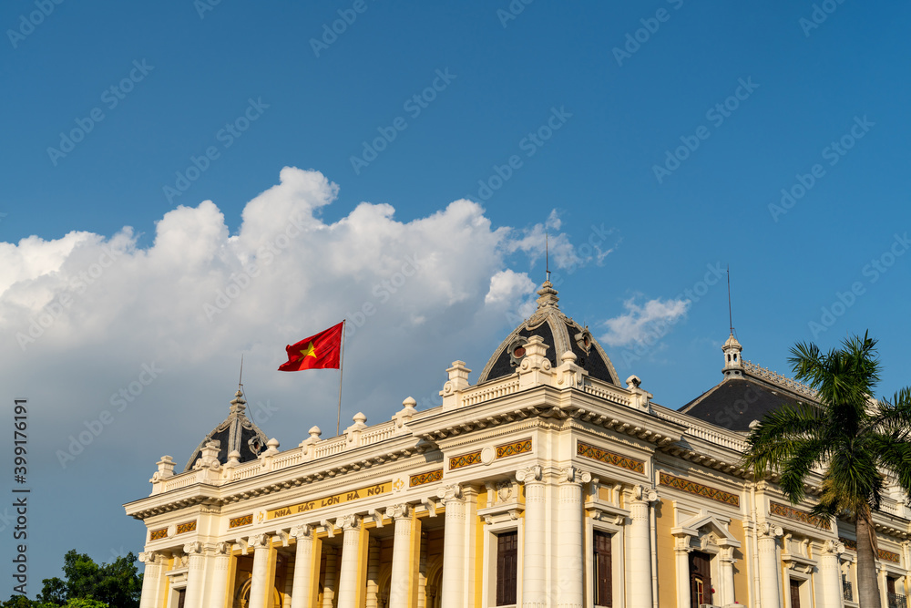 French built Hanoi Opera House in Hanoi, closeup on top building