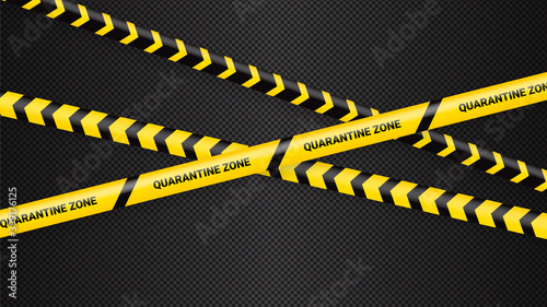 Wallpaper Mural Quarantine danger tape. Covid 19 and quarantine zone yellow warning tape. Coronavirus covid danger stripe on dark transparent background. Safety warning yellow black stripes. Torontodigital.ca