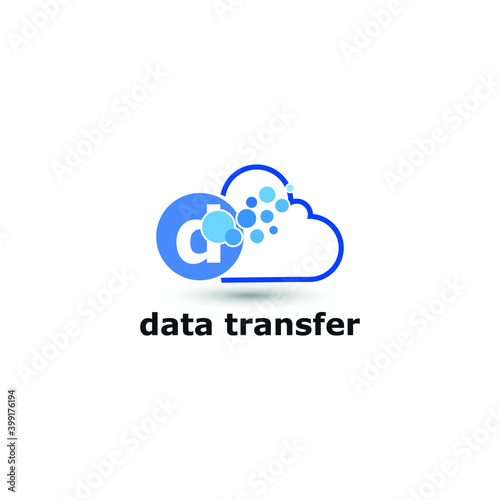 Letter d and cloud icon for data transfer, storage, big data, and technology logo concept