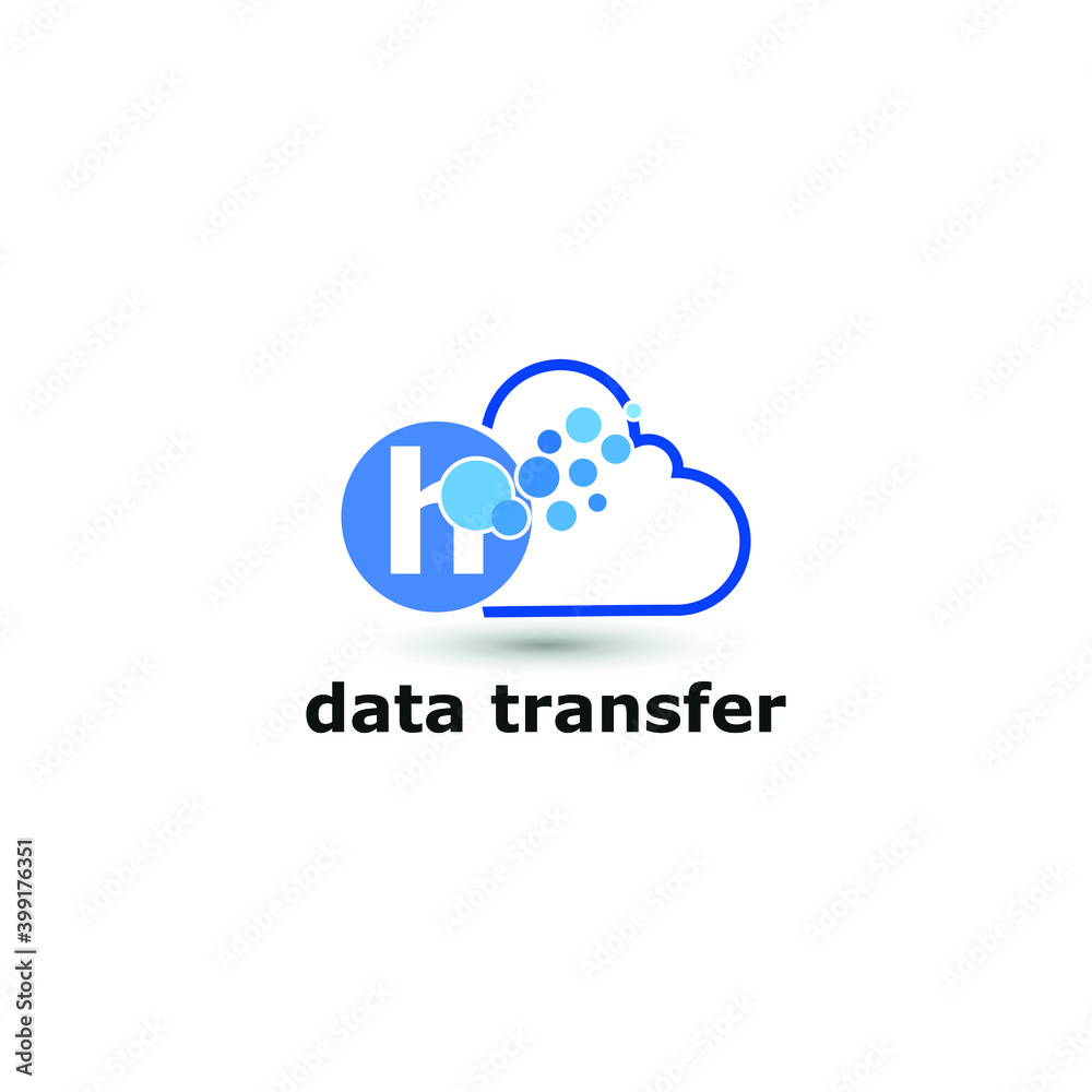 Letter h and cloud icon for data transfer, storage, big data, and technology logo concept Letter h and cloud icon for data transfer, storage, big data, and technology logo concept
