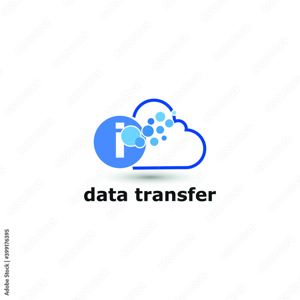 Obraz premium Letter i and cloud icon for data transfer, storage, big data, and technology logo concept