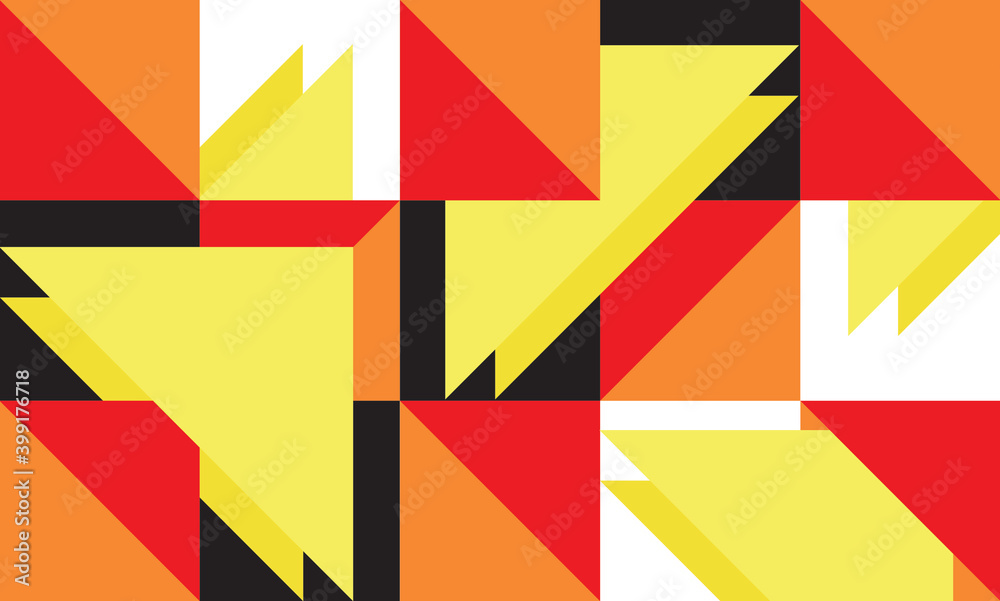 Cubism style background with hot colors and triangular pattern arrangement