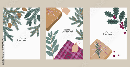 Magical Christmas Flowers. Christmas Cozy set in flat style. Ideal for textiles, decor, posters and invitations