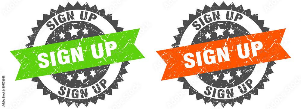 Obraz premium sign up band sign. sign up grunge stamp set