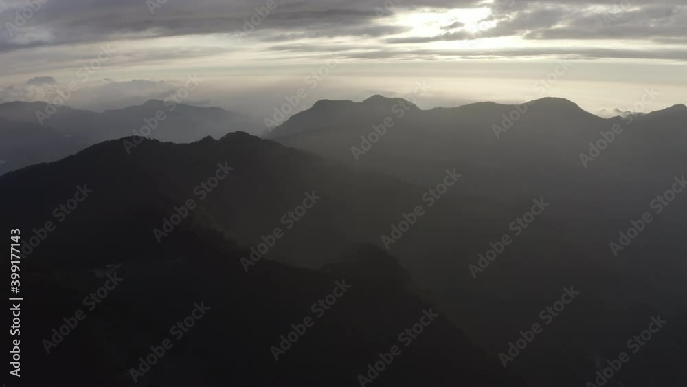 4K Aerial Video of Taiwan Mountain at Sunset Yushan National Park