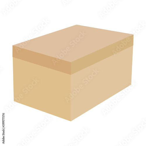 Closed beige box. Christmas background. Realistic vector illustration. Packaging design. Stock image. EPS10.