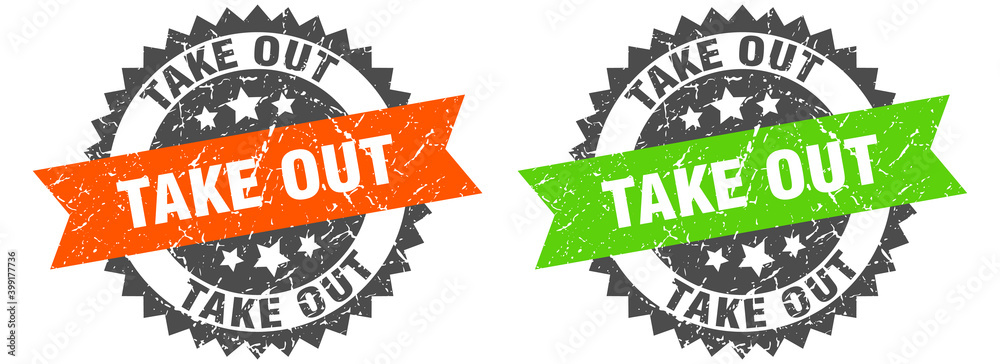 Obraz premium take out band sign. take out grunge stamp set