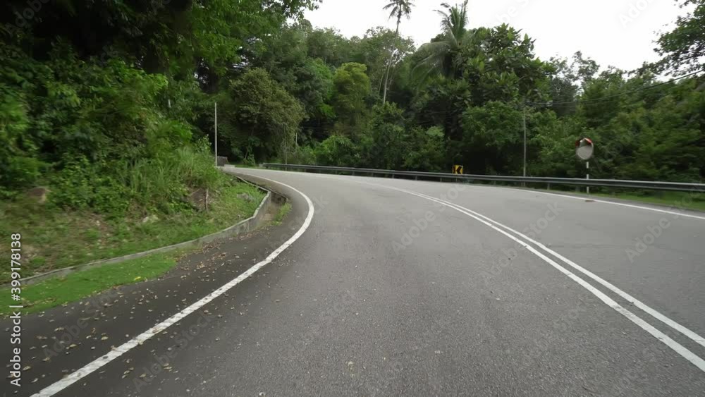 POV move at winding road at kampung. POV move at winding road at kampung.