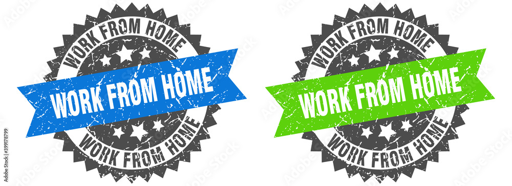 Obraz premium work from home band sign. work from home grunge stamp set