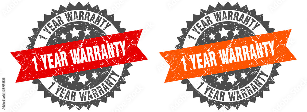 1 year warranty band sign. 1 year warranty grunge stamp set