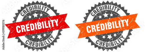 credibility band sign. credibility grunge stamp set photo