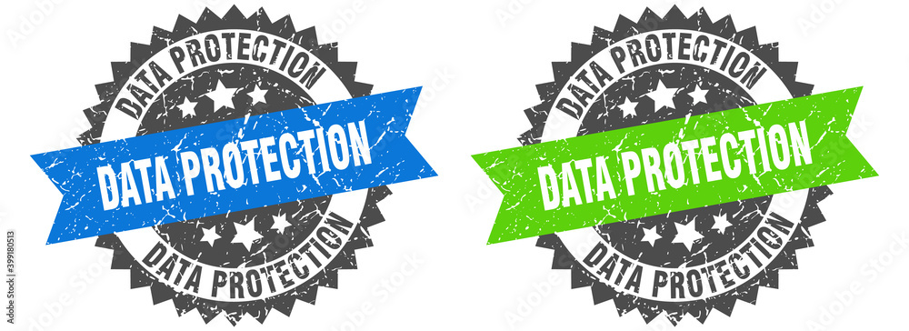 Obraz premium data protection band sign. data protection grunge stamp set