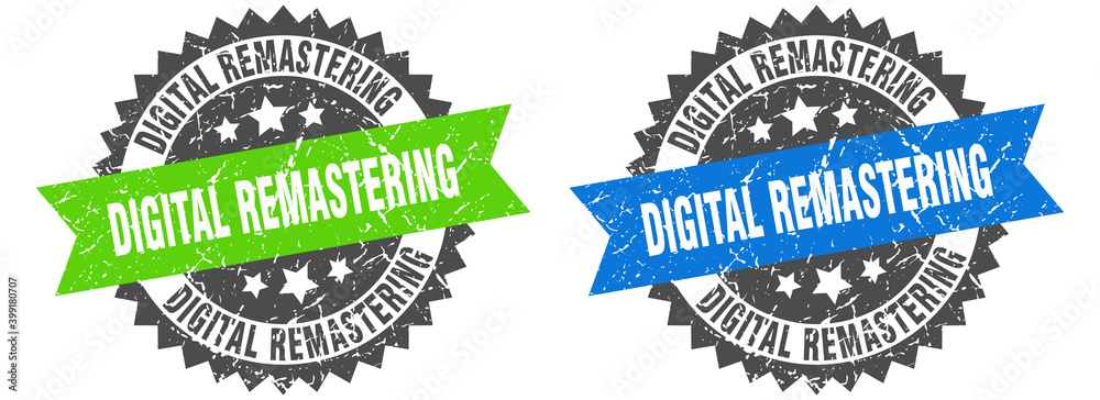 Obraz premium digital remastering band sign. digital remastering grunge stamp set