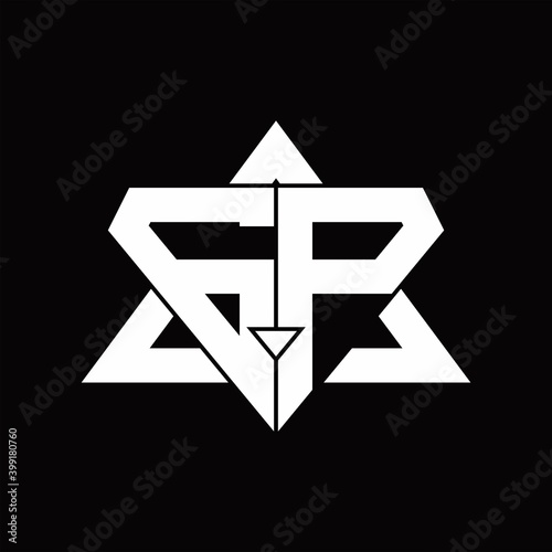 GP Logo monogram isolated with triangle shape design template