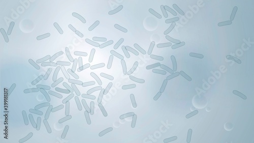 Scientific background with bacteria under a microscope