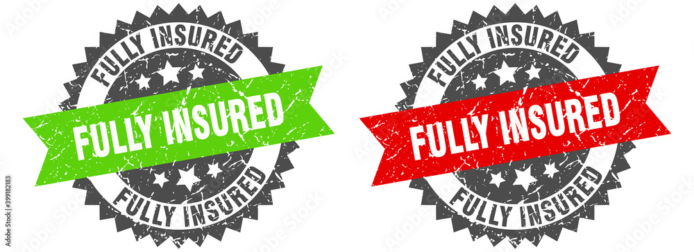 Obraz premium fully insured band sign. fully insured grunge stamp set
