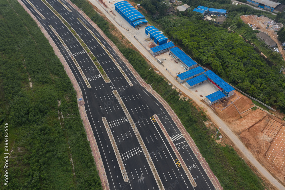 Aerial photography of newly built urban asphalt roads in China