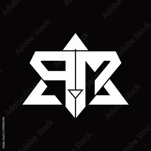 PM Logo monogram isolated with triangle shape design template